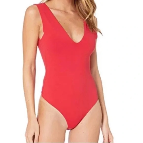 Free People Keep It Sleek Bodysuit in Pink Poinsettia Sizes XS and Small - Picture 1 of 3